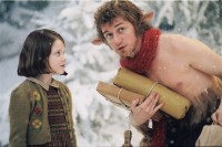 Georgie Henley as Lucy Pevensie with 
James McAvoy as  Mr. Tumnus, the Faun